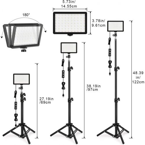  [아마존베스트]ALTSON Led Video Lighting Kit Dimmable 5600K USB 70 LED Video Light with Mini Adjustable Tripod Stand and Color Filters for Table Top/Low Angle Photo Video Studio Shooting (3 Pack)