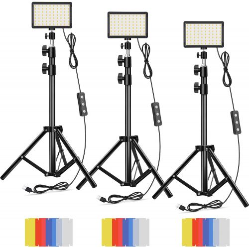  [아마존베스트]ALTSON Led Video Lighting Kit Dimmable 5600K USB 70 LED Video Light with Mini Adjustable Tripod Stand and Color Filters for Table Top/Low Angle Photo Video Studio Shooting (3 Pack)