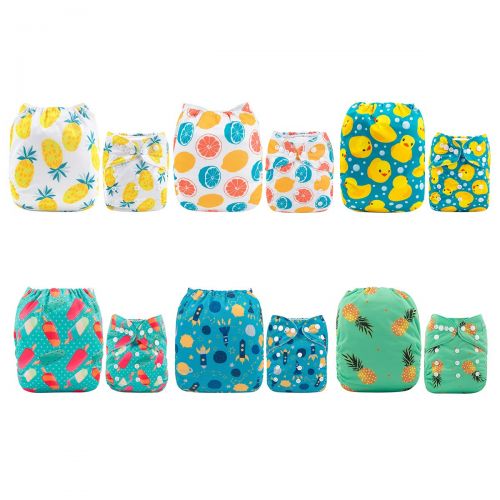  [아마존핫딜][아마존 핫딜] Amazon ALVABABY Cloth Diaper, One Size Adjustable Washable Reusable for Baby Girls and Boys 6 Pack with 12 Inserts (Sets 6DM05, All in one)