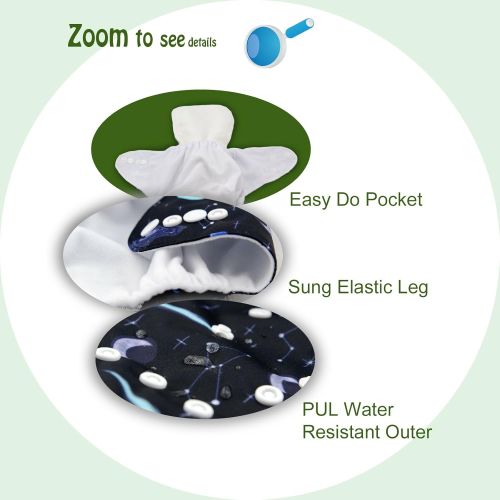  [아마존핫딜][아마존 핫딜] Amazon ALVABABY Cloth Diaper, One Size Adjustable Washable Reusable for Baby Girls and Boys 6 Pack with 12 Inserts (Sets 6DM05, All in one)