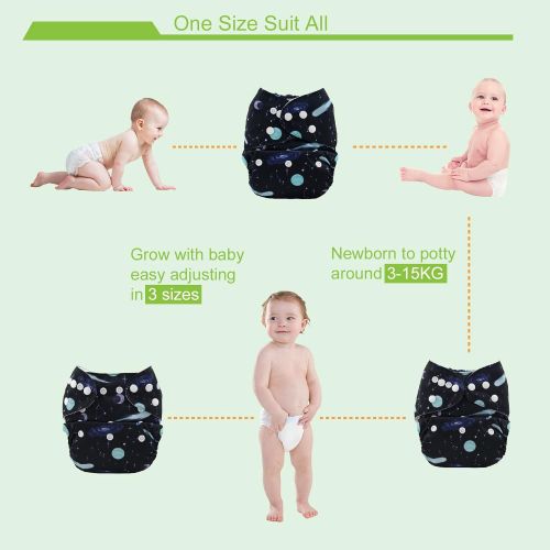  [아마존핫딜][아마존 핫딜] Amazon ALVABABY Cloth Diaper, One Size Adjustable Washable Reusable for Baby Girls and Boys 6 Pack with 12 Inserts (Sets 6DM05, All in one)