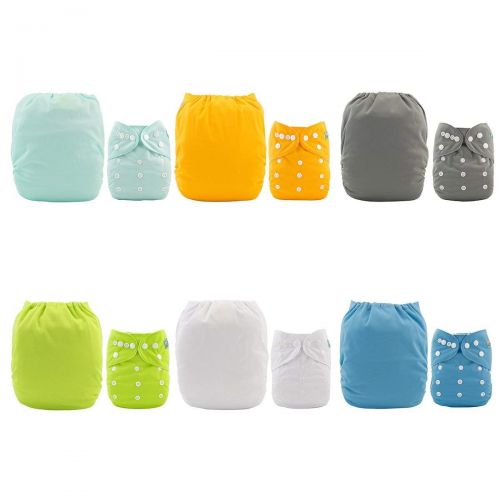  [아마존베스트]ALVABABY Baby Cloth Diapers One Size Adjustable Washable Reusable for Baby Girls and Boys 6 Pack with 12 Inserts 6BM98