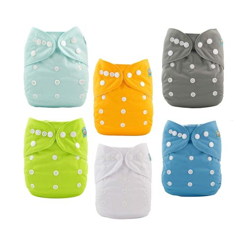  [아마존베스트]ALVABABY Baby Cloth Diapers One Size Adjustable Washable Reusable for Baby Girls and Boys 6 Pack with 12 Inserts 6BM98