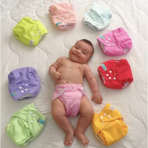  [아마존베스트]ALVABABY Baby Cloth Diapers One Size Adjustable Washable Reusable for Baby Girls and Boys 6 Pack with 12 Inserts 6BM98