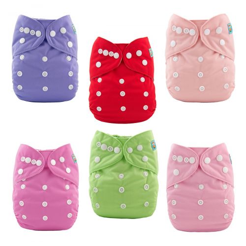  [아마존베스트]ALVABABY Baby Cloth Diapers 6 Pack with 12 Inserts Adjustable Washable and Reusable Pocket Diapers for Baby Girls 6BM88