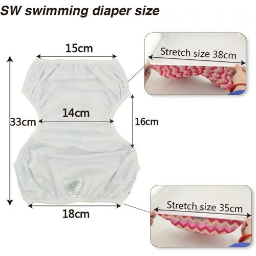  [아마존베스트]ALVABABY Swim Diapers Boys & Girls One Size Reuseable Adjustable 2pcs SW18-21