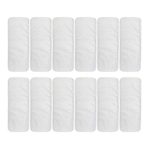  ALVABABY 12pcs Microfiber Inserts,Soft Cloth Diaper Liner,3-Layer Absorbent Inserts,Reusable Liners for Baby Cloth Diapers 12TA