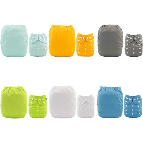  ALVABABY Baby Cloth Diapers One Size Adjustable Washable Reusable for Baby Girls and Boys 6 Pack with 12 Inserts 6BM98