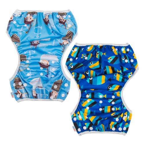  ALVABABY Swim Diapers for 0-3 Years Large Size 2pcs Reuseable Washable & Adjustable for Swimming Lesson & Baby Shower Gifts