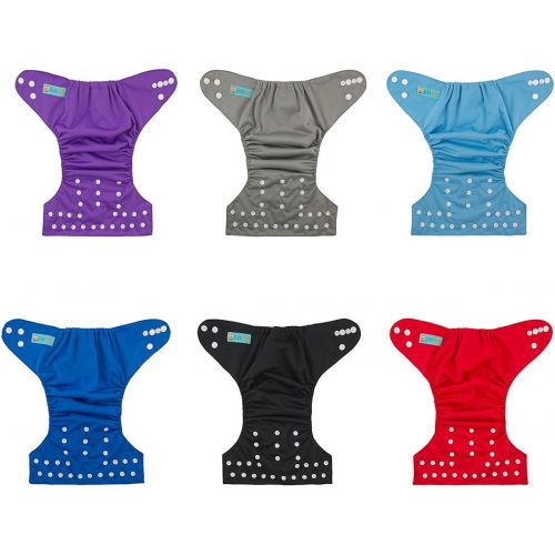  ALVABABY Baby Cloth Diapers One Size Adjustable Washable Reusable for Baby Girls and Boys 6 Pack + 12 Inserts 6BM99