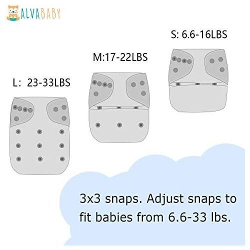  ALVABABY Baby Cloth Diapers One Size Adjustable Washable Reusable for Baby Girls and Boys 6 Pack + 12 Inserts 6BM99