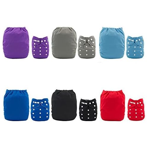  ALVABABY Baby Cloth Diapers One Size Adjustable Washable Reusable for Baby Girls and Boys 6 Pack + 12 Inserts 6BM99