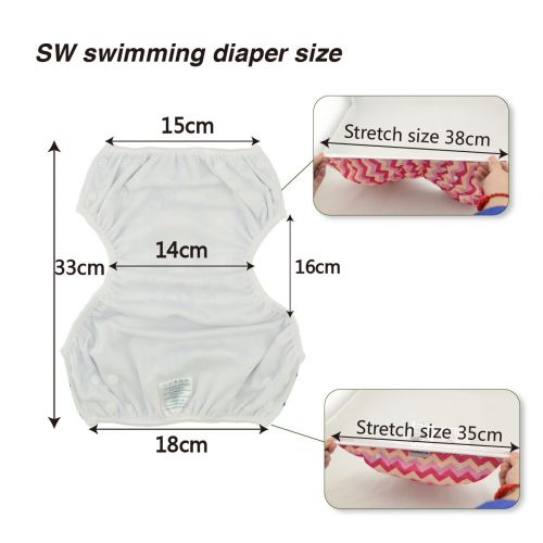  ALVABABY Swim Diapers Boys & Girls One Size Reuseable Adjustable 2pcs SW18-21