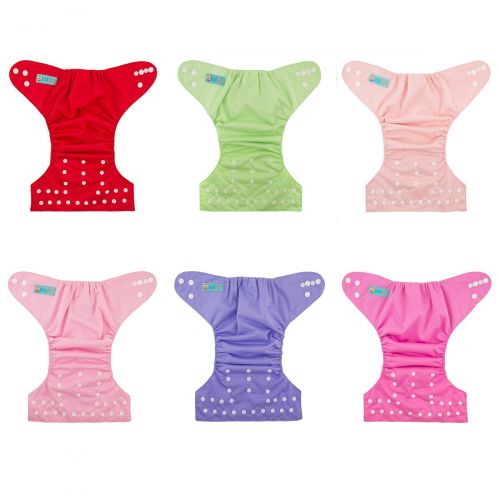  ALVABABY Baby Cloth Diapers One Size Adjustable Washable Reusable for Baby Girls and Boys 6 Pack with 12 Inserts