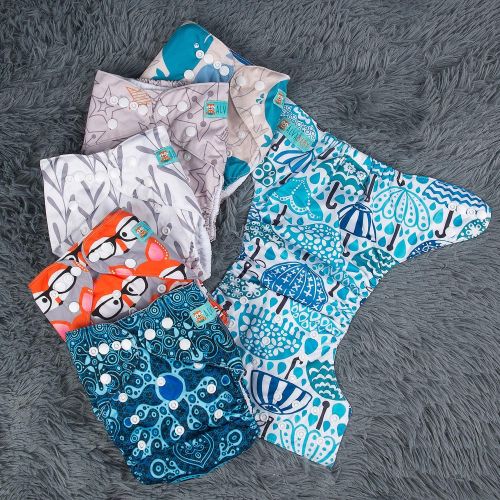  ALVABABY Pocket Cloth Diapers Reusable, Washable Adjustable, One Size for Baby Boys and Girls, 6 Pack with 12 Inserts 6DM26