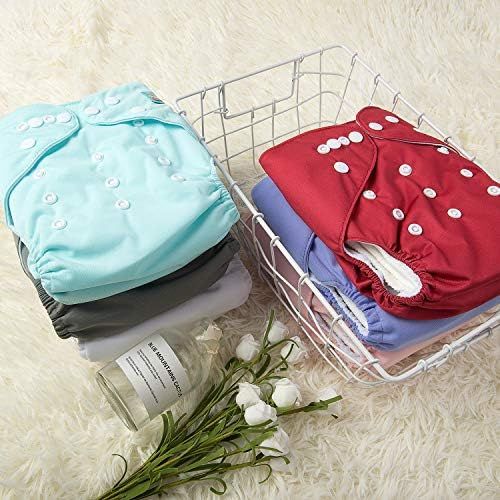  ALVABABY Cloth Diaper, One Size Adjustable Washable Reusable for Baby Girls and Boys 6 Pack with 12 Inserts 6BM100