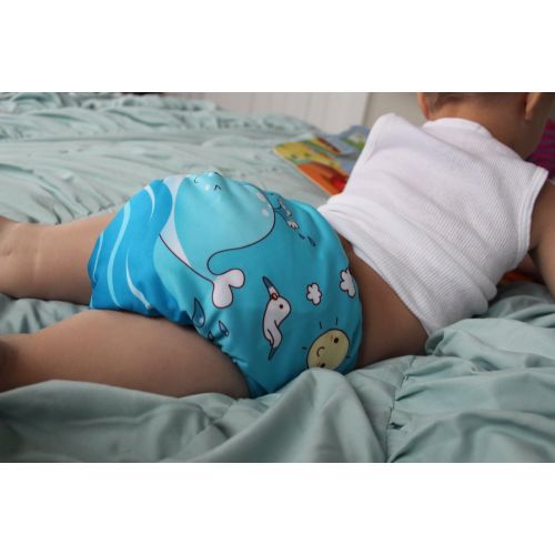  ALVABABY Baby Cloth Diapers One Size Adjustable Washable Reusable for Baby Girls and Boys 6 Pack + 12 Inserts 6DM08