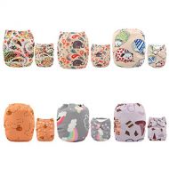 ALVABABY Pocket Cloth Diapers Reusable Washable Adjustable for Baby Boys and Girls,6 Pack with 12 Inserts 6DM27