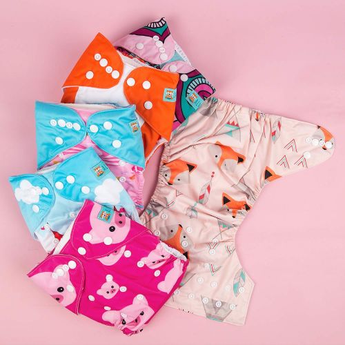  ALVABABY New Design Reuseable Washable Pocket Cloth Diaper 6 Nappies + 12 Inserts 6DM28