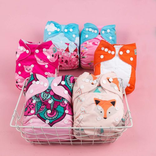  ALVABABY New Design Reuseable Washable Pocket Cloth Diaper 6 Nappies + 12 Inserts 6DM28