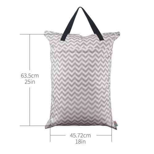  [아마존베스트]ALVABABY Large Wet Dry Bag,Waterproof Hanging Cloth Diaper with Double Zippered Pockets (25x18 inches) HL-S33