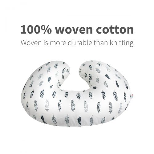  [아마존베스트]ALVABABY Nursing Pillow Cover Slipcover,100% Organic Cotton,Soft and Comfortable,Feathers Design,Maternity Breastfeeding Newborn Infant Feeding Cushion Cover,Baby Shower Gift ZT01