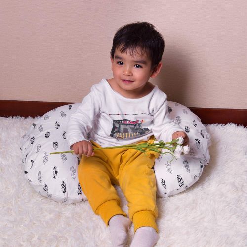  [아마존베스트]ALVABABY Nursing Pillow Cover Slipcover,100% Organic Cotton,Soft and Comfortable,Feathers Design,Maternity Breastfeeding Newborn Infant Feeding Cushion Cover,Baby Shower Gift ZT01