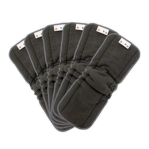  AlVABABY Charcoal Bamboo Inserts with Gussets Cloth Diaper Liner 5-Layer,Reusable Liners for Baby Cloth Diapers 6PCS 6FLN