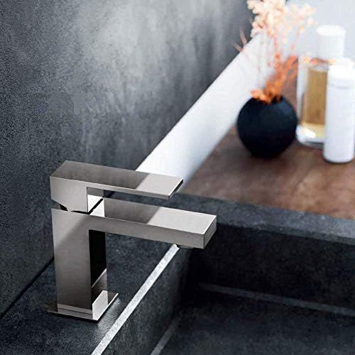  ALWEN Bathroom Faucet Brass, Single Hole Faucet for Bathroom, Single faucet with Pop Up Drain Leadfree Touch on Bathroom Sink Faucet, Brushed Nickel