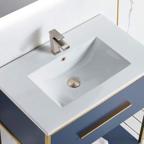  ALWEN Bathroom Faucet Brass, Single Hole Faucet for Bathroom, Single faucet with Pop Up Drain Leadfree Touch on Bathroom Sink Faucet, Brushed Nickel