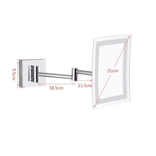  ALWUD LED Makeup Vanity Mirrors- Lighted Cosmetic Mirror, Square Wall Mounted Bathroom Mirrors Chrome Finish,Silver_8.5 inch