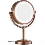 ALWUD Lighted Makeup Mirror, Desktop LED Vanity Mirrors -8.5Inch Double Sided Magnification Beauty Mirror Cosmetic Shaving,Bronze_7X