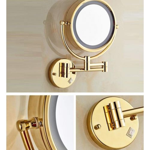  ALWUD Lighted Makeup Mirror, Wall Mounted LED Vanity Mirrors Double Sided Magnification Beauty Mirror for Cosmetic Shaving,Oil-Rubbed Bronze_10X