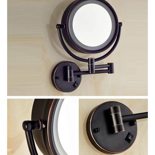  ALWUD Lighted Makeup Mirror, Wall Mounted LED Vanity Mirrors Double Sided Magnification Beauty Mirror for Cosmetic Shaving,Oil-Rubbed Bronze_10X