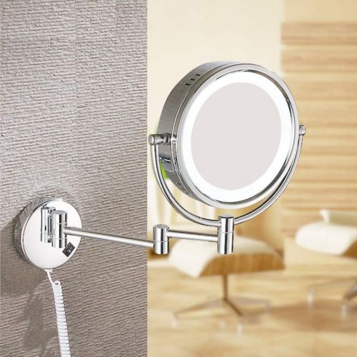  ALWUD Lighted Makeup Mirror, Wall Mounted LED Vanity Mirrors Double Sided Magnification Beauty Mirror for Cosmetic Shaving,Oil-Rubbed Bronze_10X