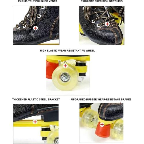  ALeaf Roller Skates,Double Row Skates, Adult Four-Wheel Skating Roller Shoes, Adjustable High-Top Roller Skates for Beginner, Adult, Boys, Girls (Size : 37)