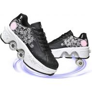 ALeaf Roller Skates for Women Outdoor,Parkour Shoes with Wheels for Girls/Boys,Kick Rollers Shoes Retractable Adults/Kids,Quad Roller Skates Men,Unisex Skating Shoes Recreation Sne