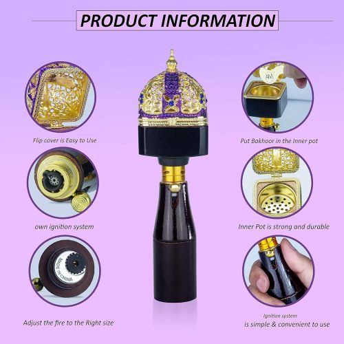  인센스스틱 AM Portable Bakhoor Incense Burner ? Handheld Oudh Vaporizer Incense Lighter ? Perfect for Scented Woods or Incense Bakhoor (Birch)