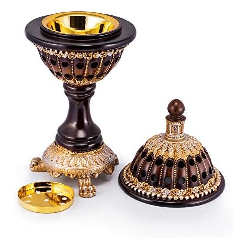  인센스스틱 AM Incense Burner Frankincense Resin - Luxury Globe Charcoal Bakhoor Burners for Office & Home Decor (Brown)