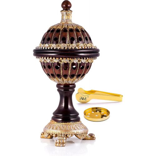  인센스스틱 AM Incense Burner Frankincense Resin - Luxury Globe Charcoal Bakhoor Burners for Office & Home Decor (Brown)