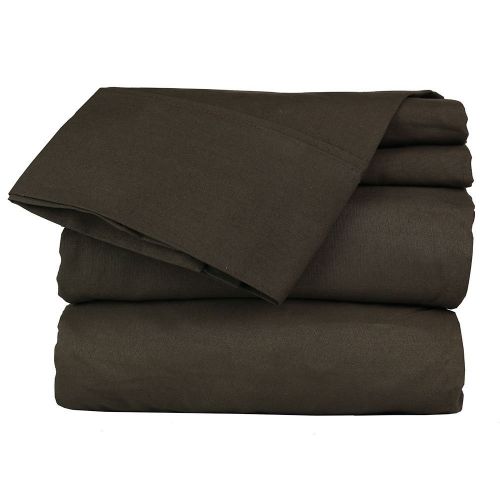  AM Home Fashion Polyester/Microfiber Super Soft Luxury 4-Piece Bed Sheet Set, Full, Solid Chocolate Brown