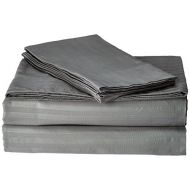 AM Home Fashion Polyester/Microfiber Super Soft Striped Luxury 4-Piece Bed Sheet Set, Gray, Full