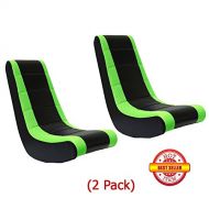 AMA shop (2 Pack) Video Game Rocker Sanford Mesh Racing Stripe Neon Green For Kids,Teens,Adults Boys Or Girls Seat Vinyl For Games,Tv Room 17W x 15.5D x 39H in.