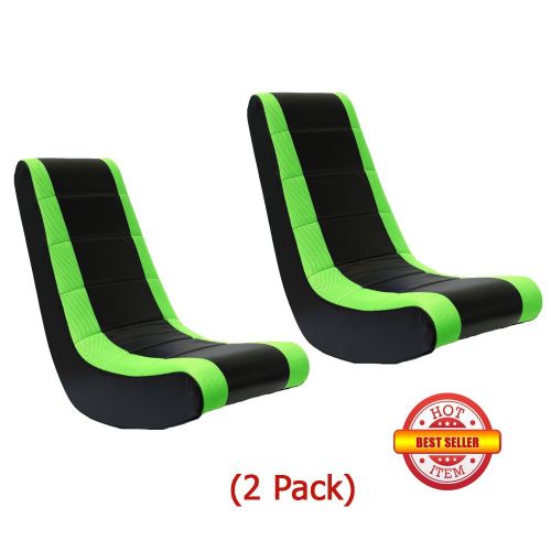  AMA shop (2 Pack) Video Game Rocker Sanford Mesh Racing Stripe Neon Green For Kids,Teens,Adults Boys Or Girls Seat Vinyl For Games,Tv Room 17W x 15.5D x 39H in.