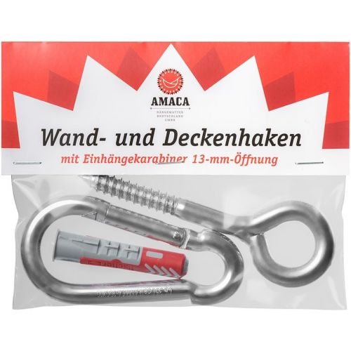  AMACA HAENGEMATTEN DEUTSCHLAND GMBH AMACA Wand und Deckenhaken mit Einhangekarabiner 13 mm OEffnung