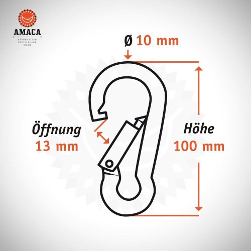  AMACA HAENGEMATTEN DEUTSCHLAND GMBH AMACA Wand und Deckenhaken mit Einhangekarabiner 13 mm OEffnung