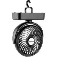 Portable Camping Fan with LED Lantern- 40H Work Time Rechargeable Battery Operated Fan with Hanging Hook for Tent Car RV Hurricane Emergency Outages Survival Kit