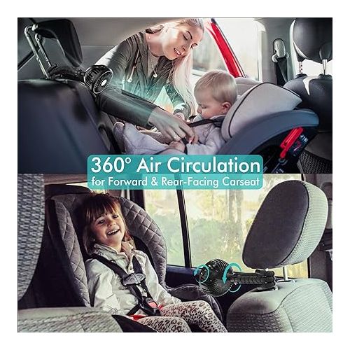  AMACOOL Battery Operated Stroller Fan Flexible Tripod Clip On Fan with 3 Speeds and Rotatable Handheld Personal Fan for Car Seat Crib Bike Treadmill (Black)