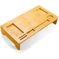 [아마존베스트]AMADA HOMEFURNISHING Amada Bamboo Monitor Stand with Phone Notches & Space for Pens for Home Office - Computer, Laptop, TV, Tablet, Printer, Projector... (Gold)