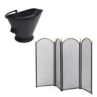 Amagabeli GARDEN & HOME Amagabeli Bucket for Fireplace Assembled Pellet Bundle Large Gold Fireplace Screen 4 Panel